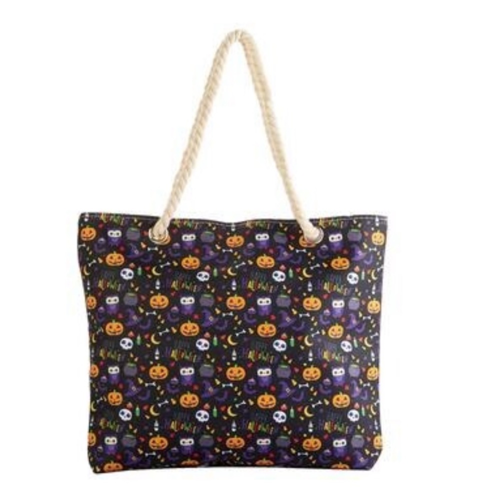 NWT Renshun Happy Halloween Canvas Tote Bag with Rope Handle